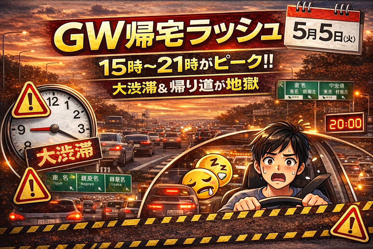 GW帰宅ラッシュは何時がピーク？渋滞を避ける方法【2026年版】