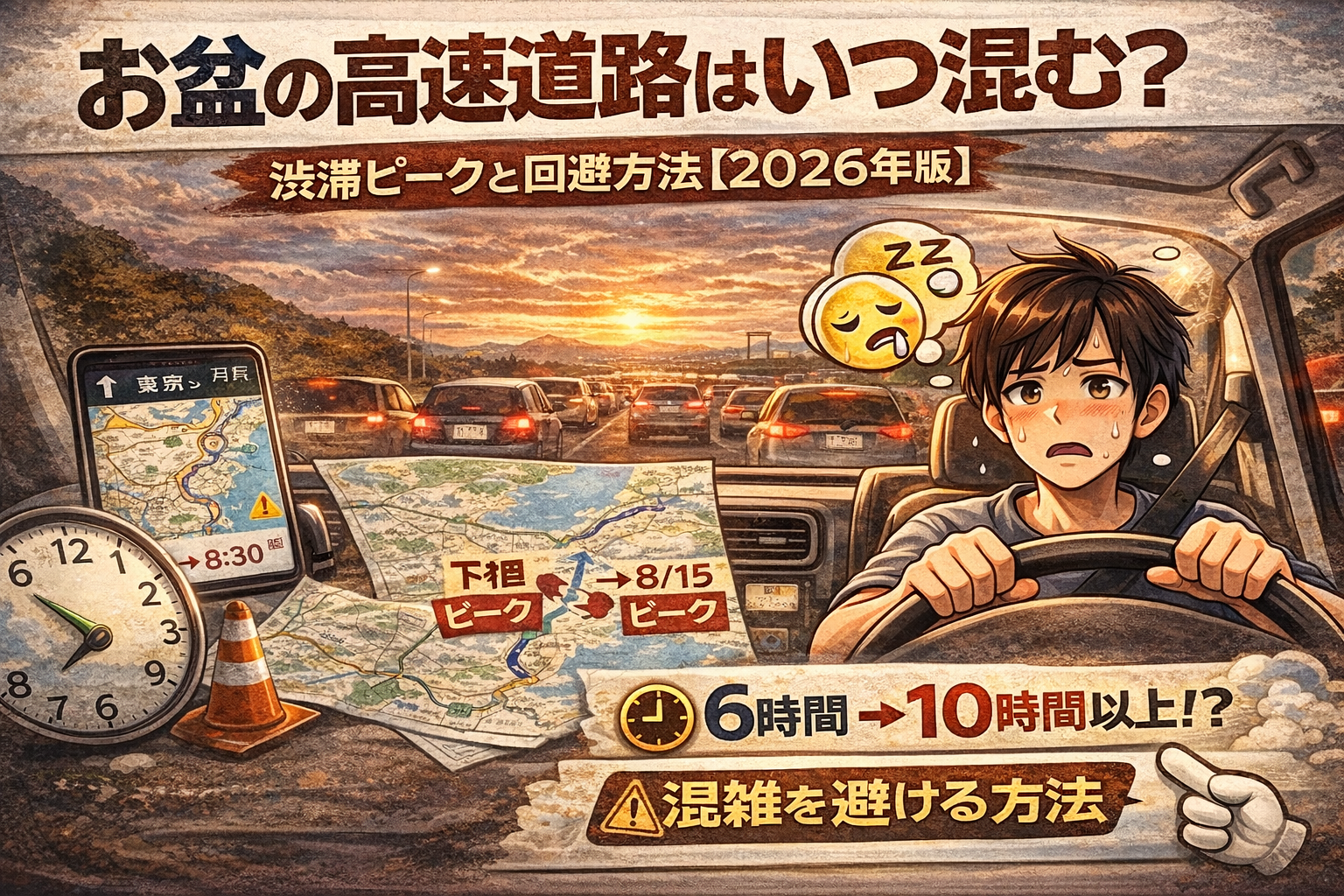 お盆の高速道路はいつ混む？渋滞ピークと回避方法【2026年版】
