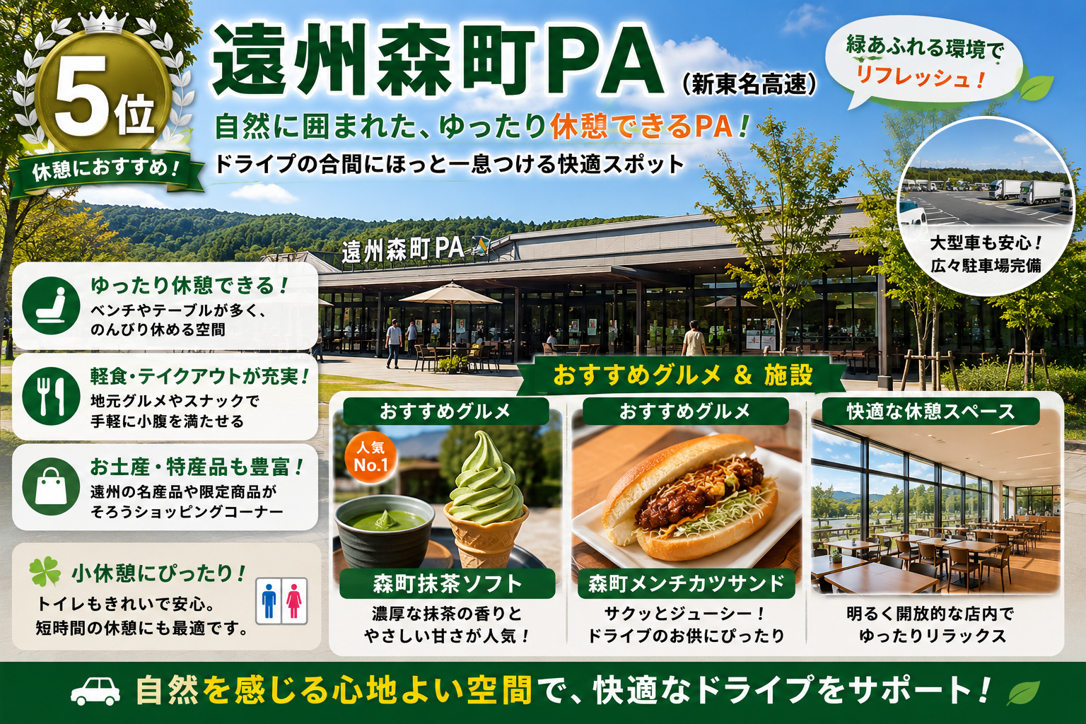 遠州森町PA 新東名 休憩 おすすめ パーキングエリア