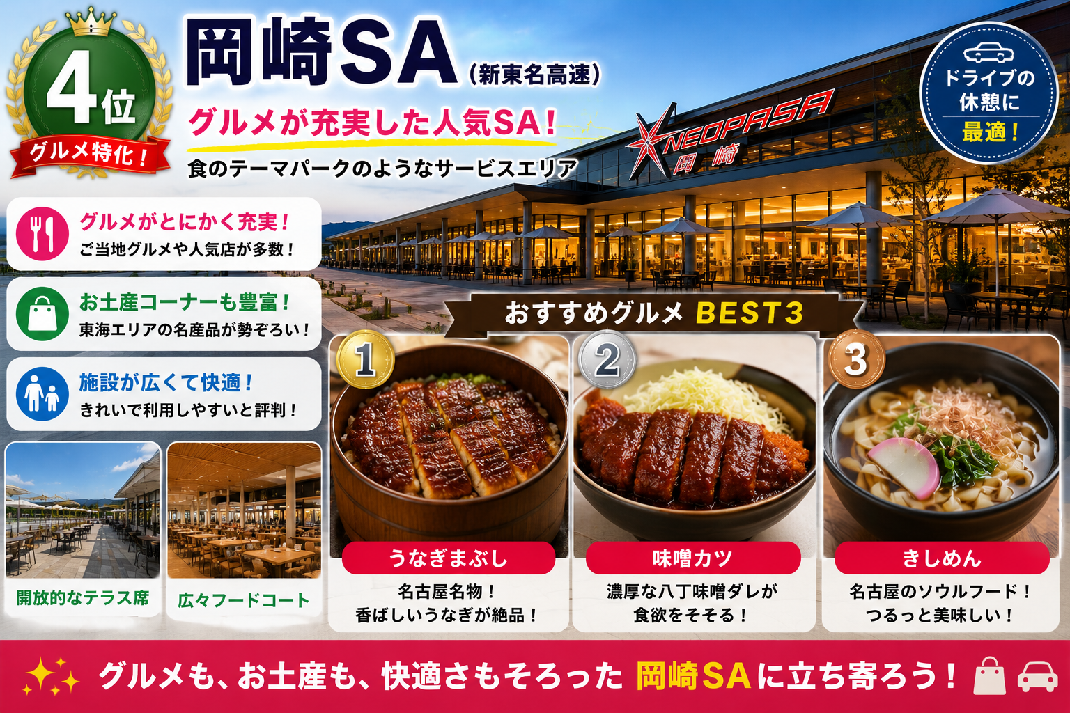 岡崎SA 新東名 グルメ おすすめ サービスエリア