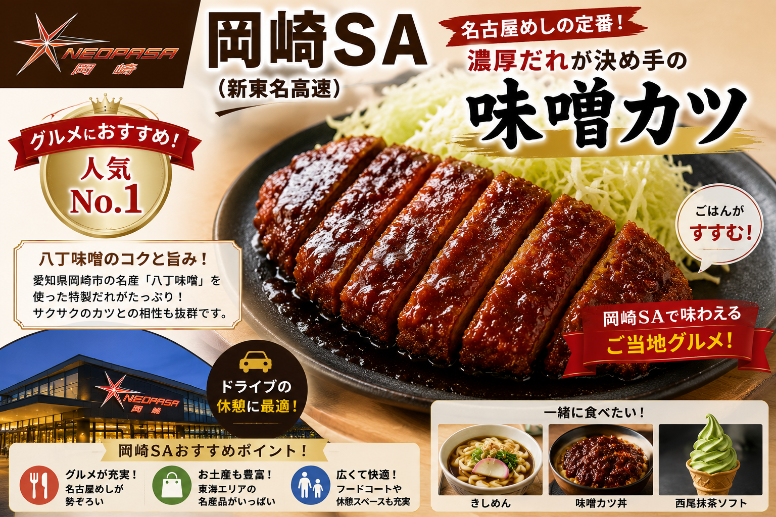岡崎SA 味噌カツ 新東名 グルメ おすすめ